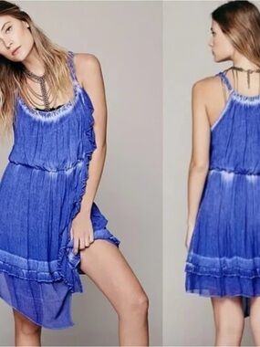 Free People Purple Tie-Dye Asymmetrical Sleeveless Dress